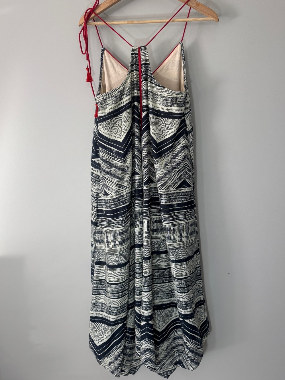 Akemi + Kin Anthropologie Riviera Halter Dress Small Boho Tassel Midi asymmetric - Picture 8 of 15